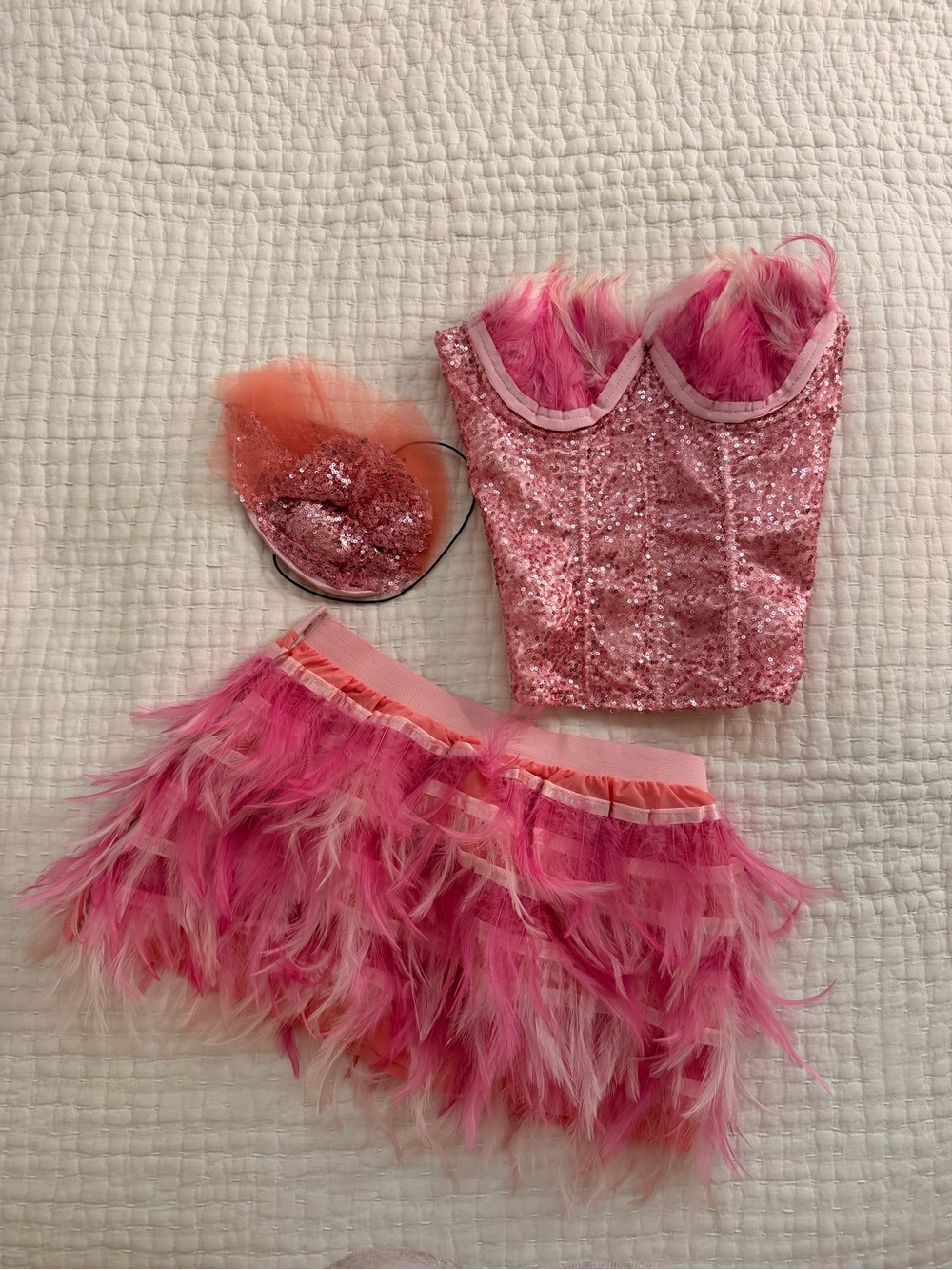 Sequin flamingo corset costume